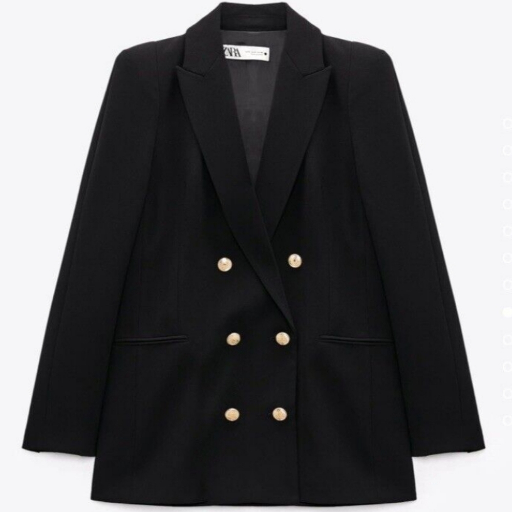 Zara double breasted gold button blazer